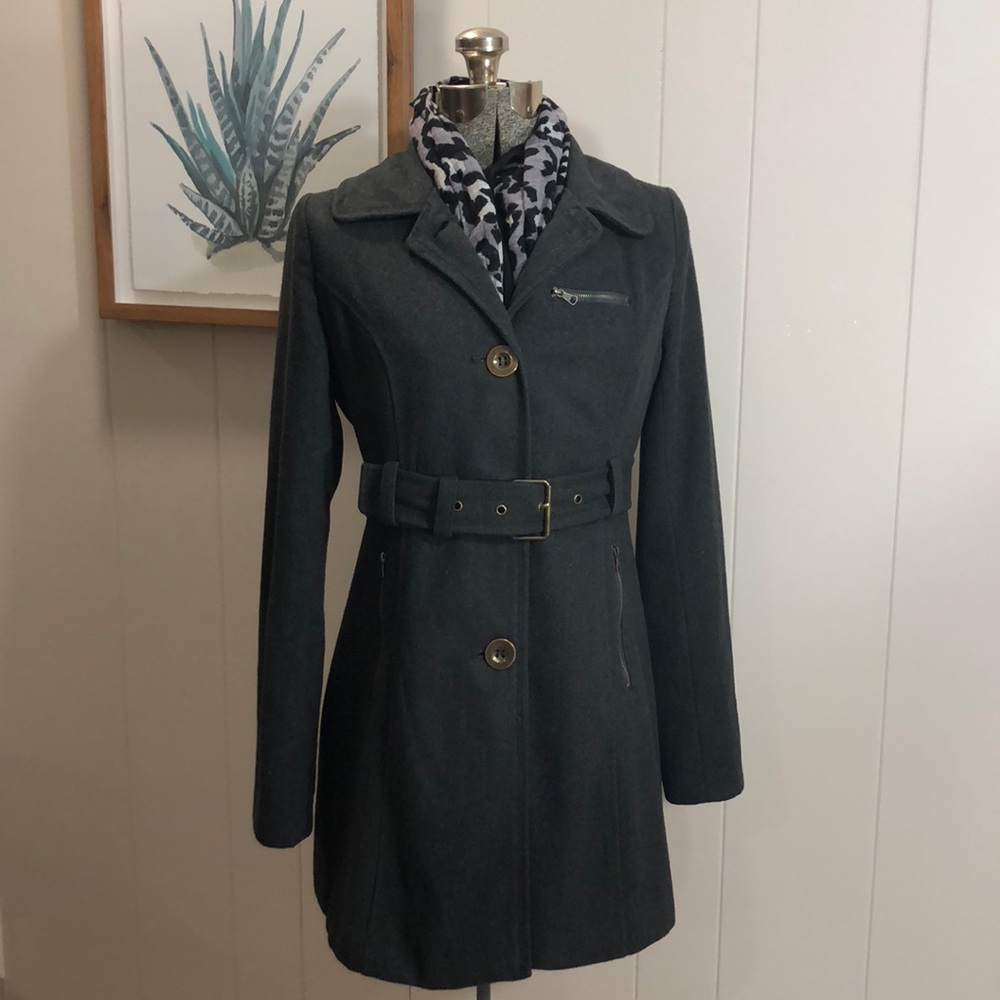 Tulle Small Gray Military Inspired Peacoat